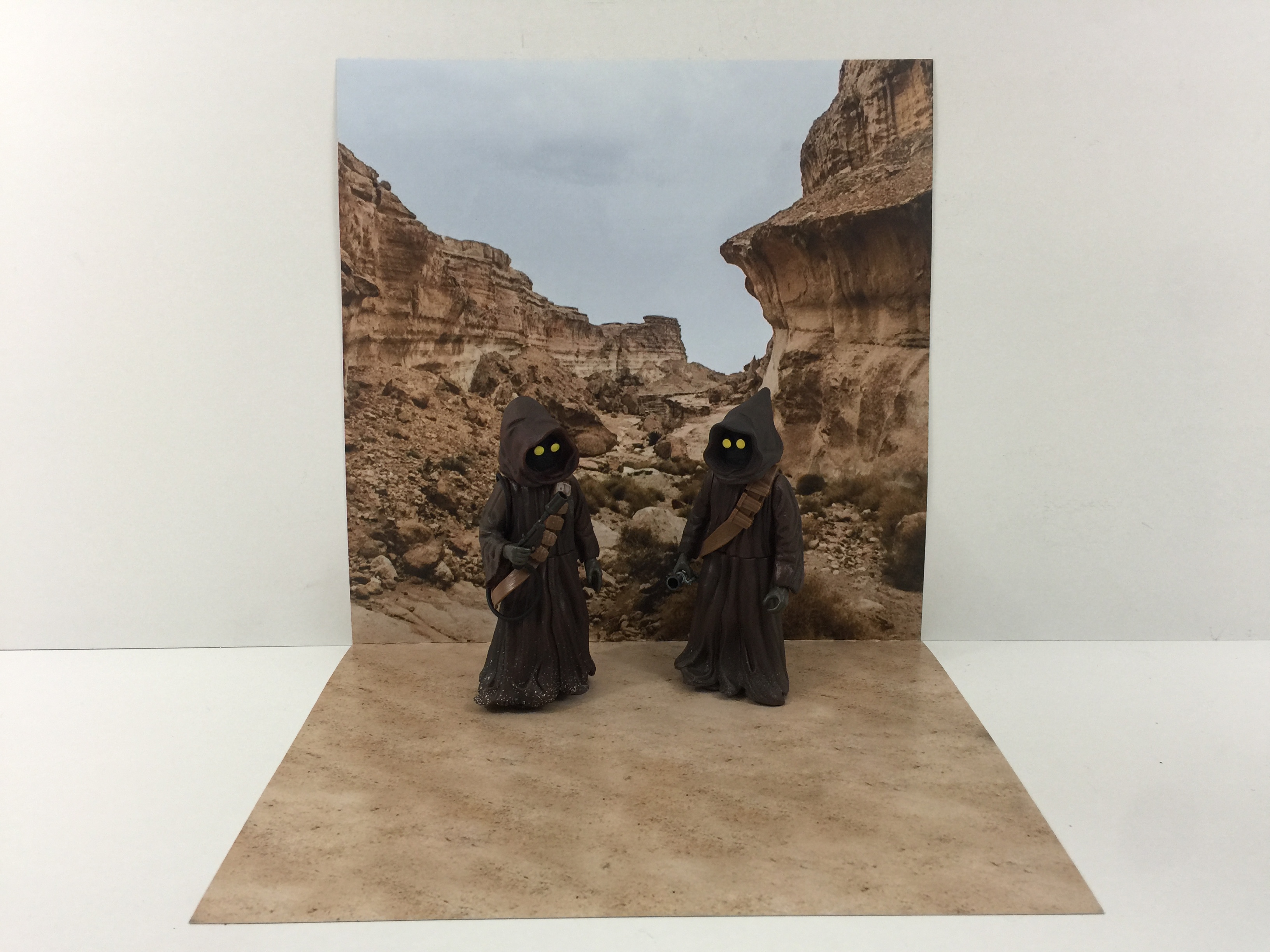 Vintage Star Wars Tatooine Desert Custom Backdrop Display Diorama For Ikea Detolf Display Cabinet Replicator Boxes And Inserts