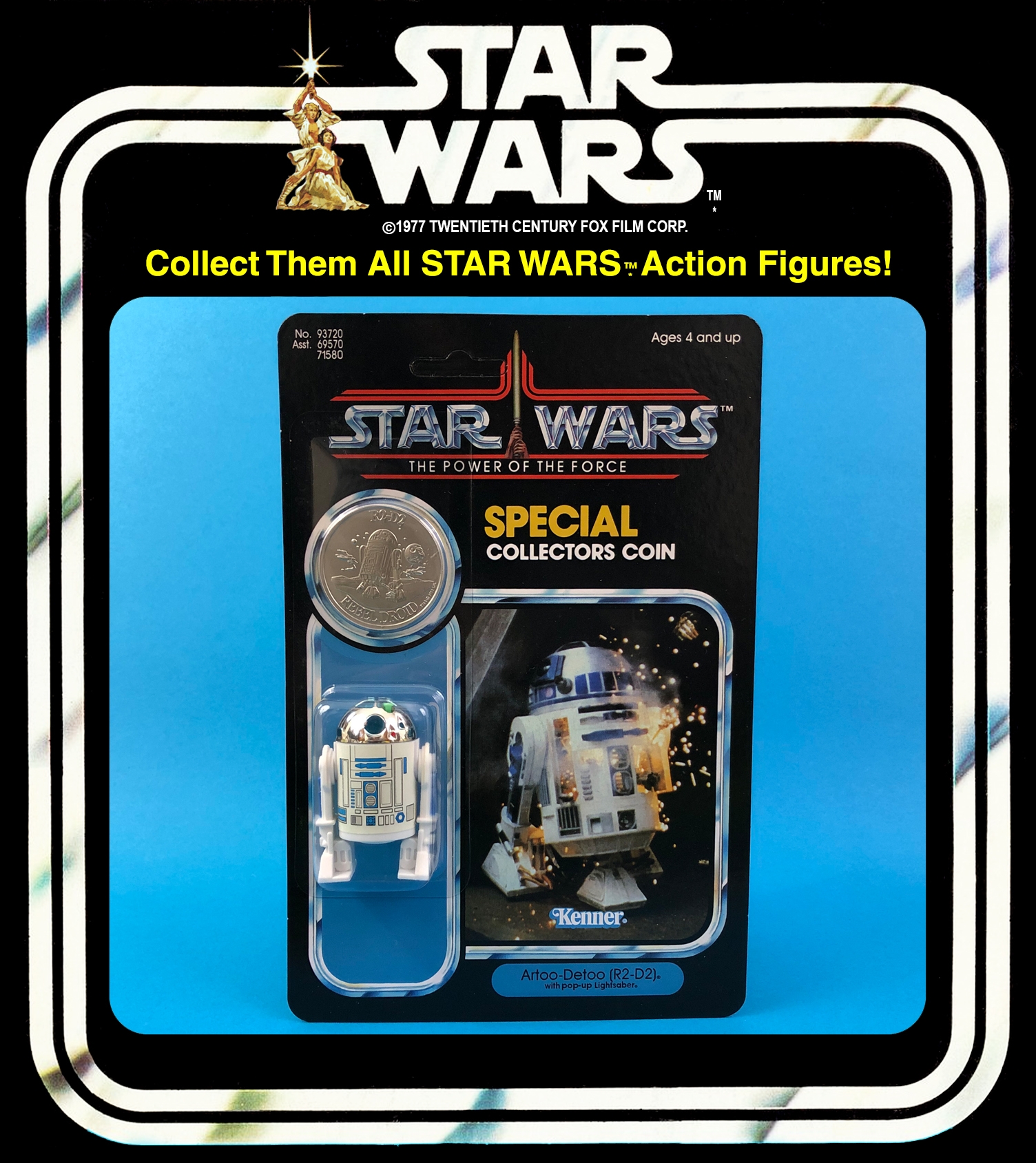 Star Wars Vintage Repro weapon Green Lightsaber pop-up for R2-D2 