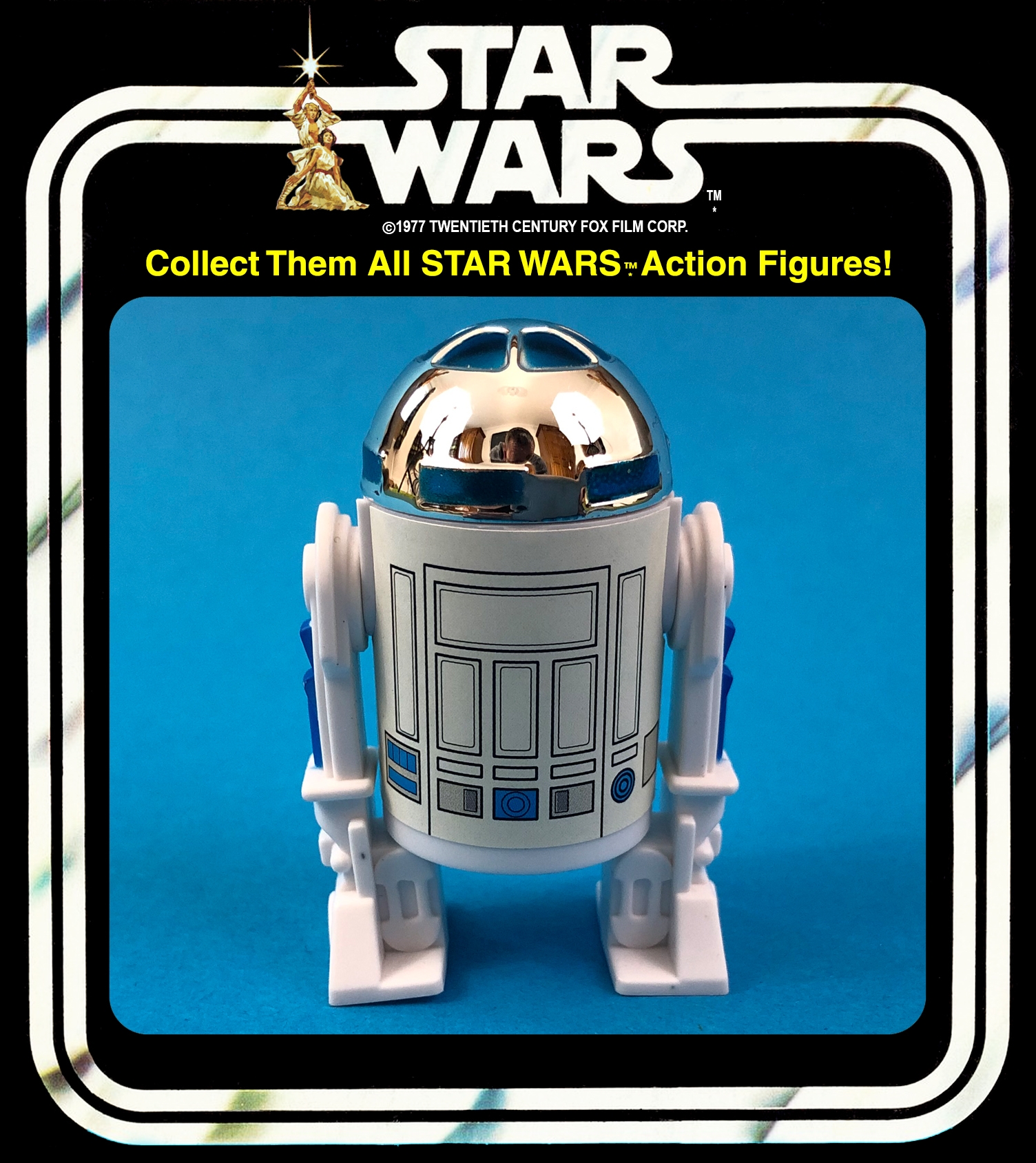 vintage star wars  pop up light sabre r2 d2 body sticker  2xfront and 2x back  